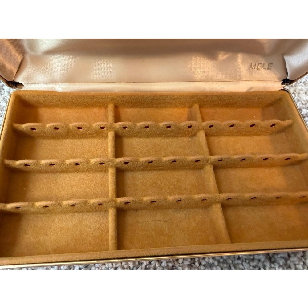 Mele Vintage Travel Jewelry Box Case Gold Tortoiseshell Abstract Splatter MCM - Picture 4 of 8